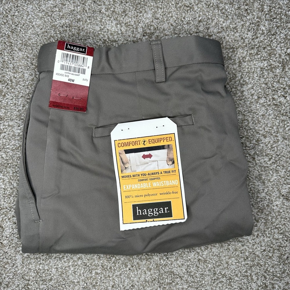 NWT Haggar Chino Shorts Men's Size 40 High Rise Cotton Blend Flat Front New Tags - Picture 6 of 10